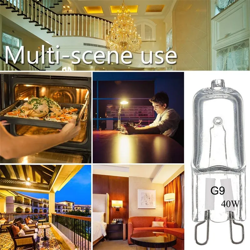 G9 Halogen Light Bulb 40W 120V – 10-Pack Warm White 2900K, Nickel-Plated Base, Explosion-Proof For Chandeliers & Home Lighting