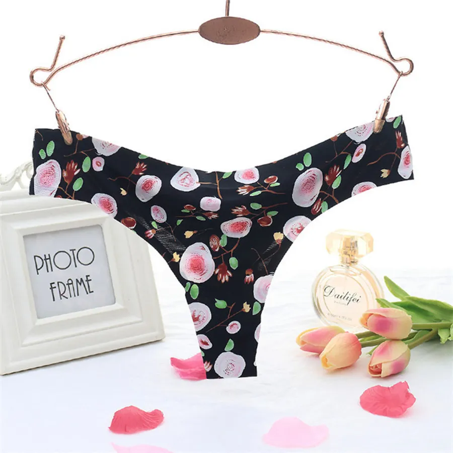 Invisible Seamless Underwear Flower Print Floral Panties Briefs