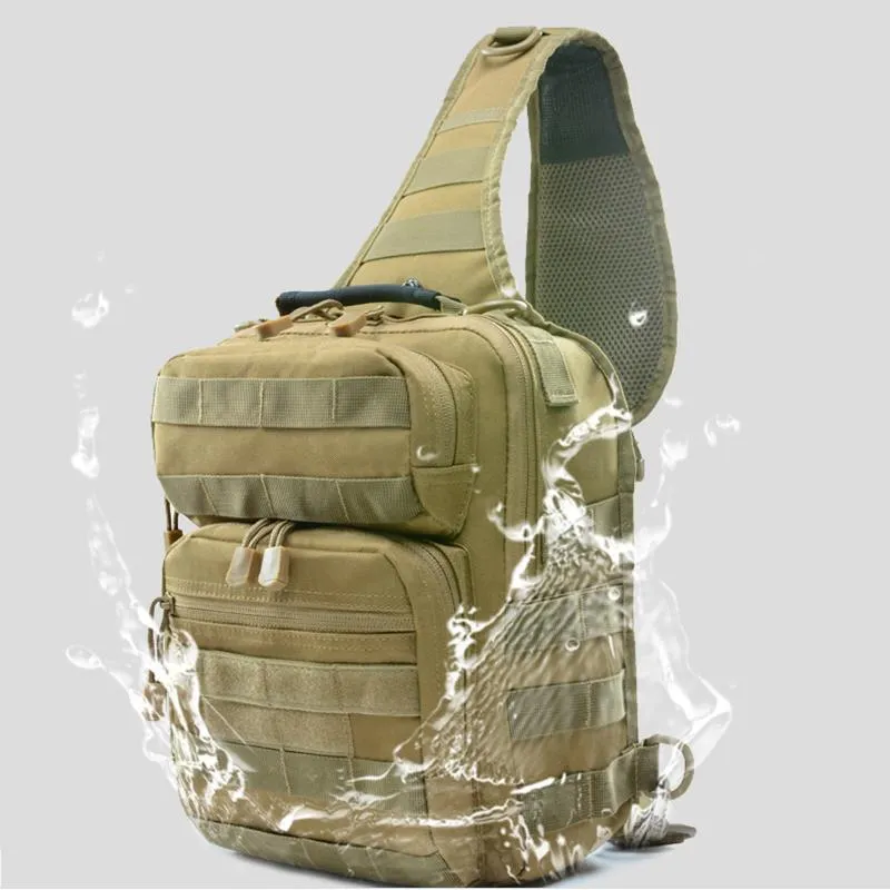 Outdoor Bags Tactical Molle Sling Bag Shoulder Leisure Vattentät Camping Army Bröstpaket Jakt DayPack