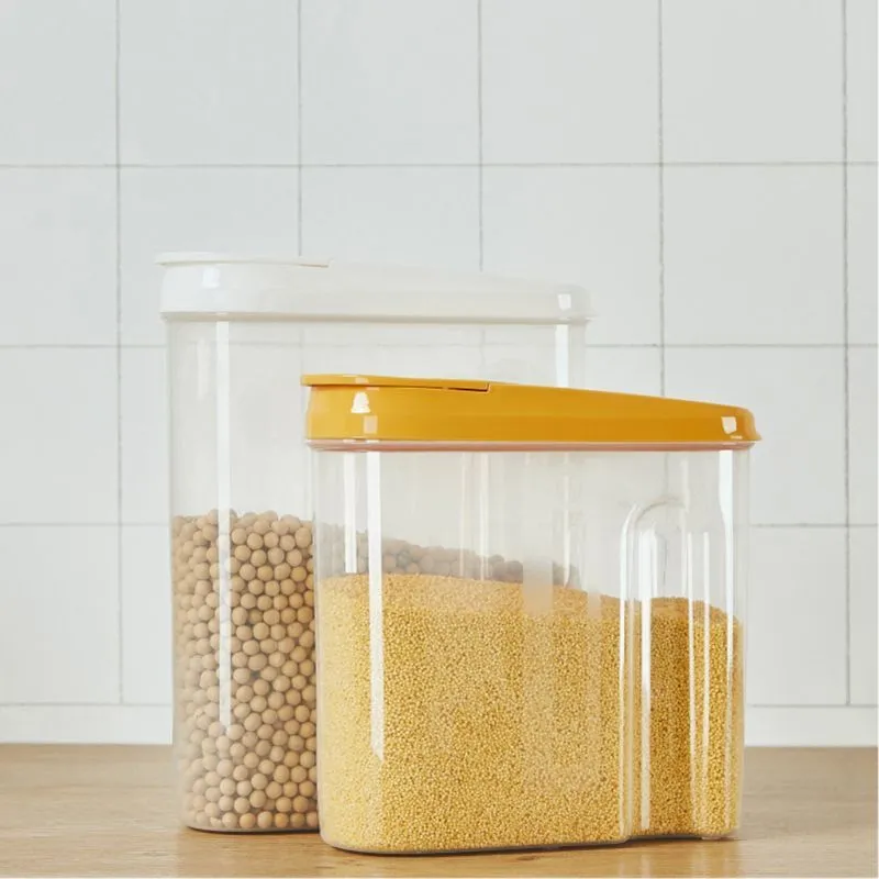 Conteneur de stockage de céréales de 2,5 l, Pot hermétique en plastique pour la cuisine, Pot hermétique pour céréales, grains, haricots, riz, boîte de collations