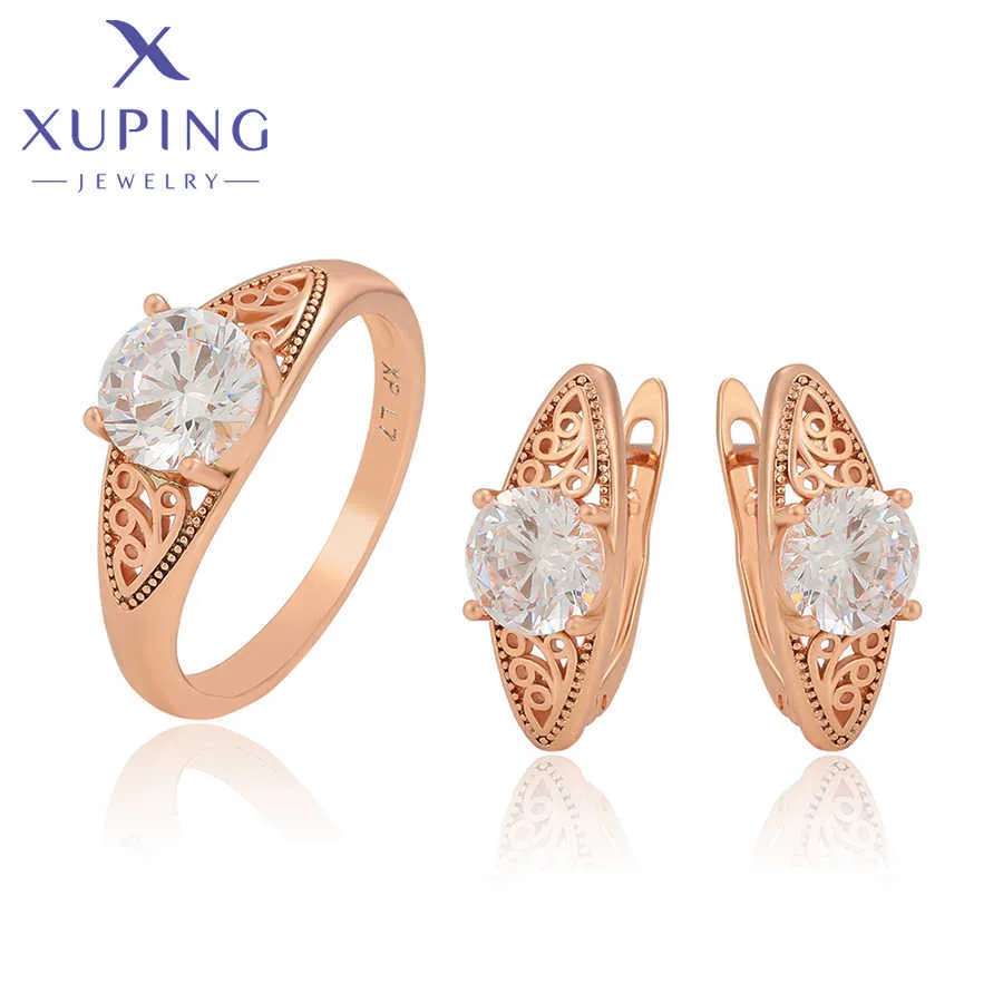 Xuping Summer Sale Fashion Simple Style Kvinnor Smycken Sats med Rose Gold Plated ZBS686 H1022