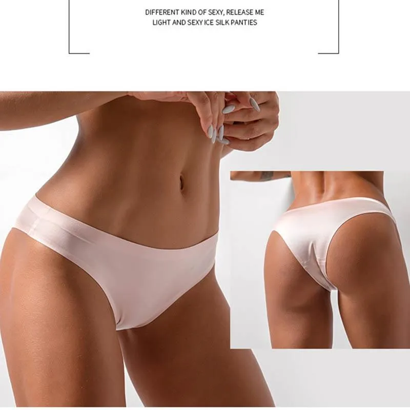 Yoga Outfit 3pcs/lot Sexy Women Sport Panties Set Ice Silk Female Fashion Thongs Low Waist Underwear Seamless G-String Lady Lingerie