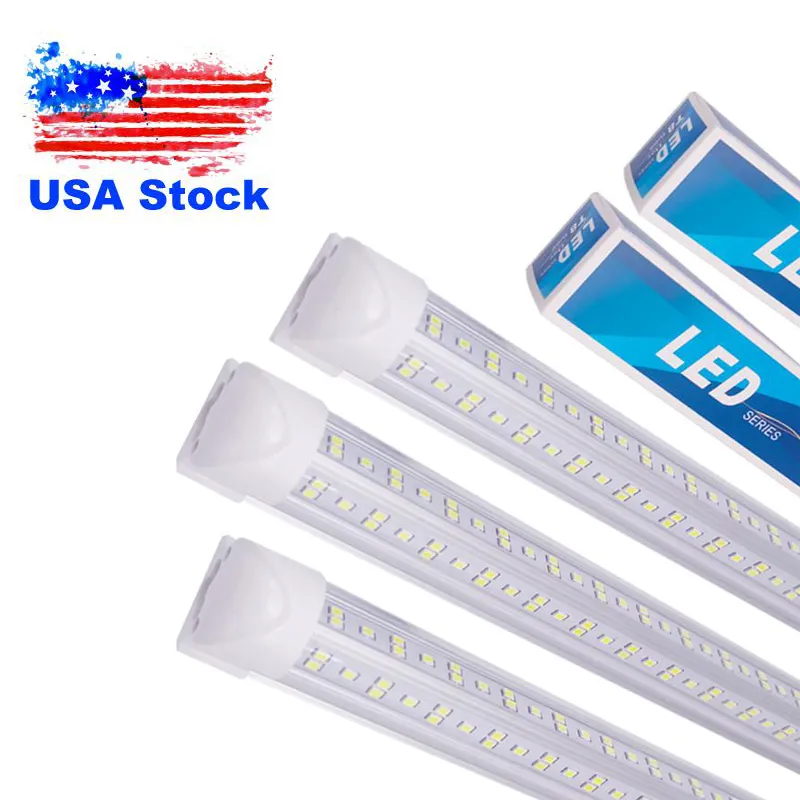 6500K V-vormige 8ft LED-buizen T8 Integrated Cooler Deurlamp 8VOOT DUBBELE KLEUREN Winkelverlichting Warehouse Lights AC 85-265V 6000K Usalight