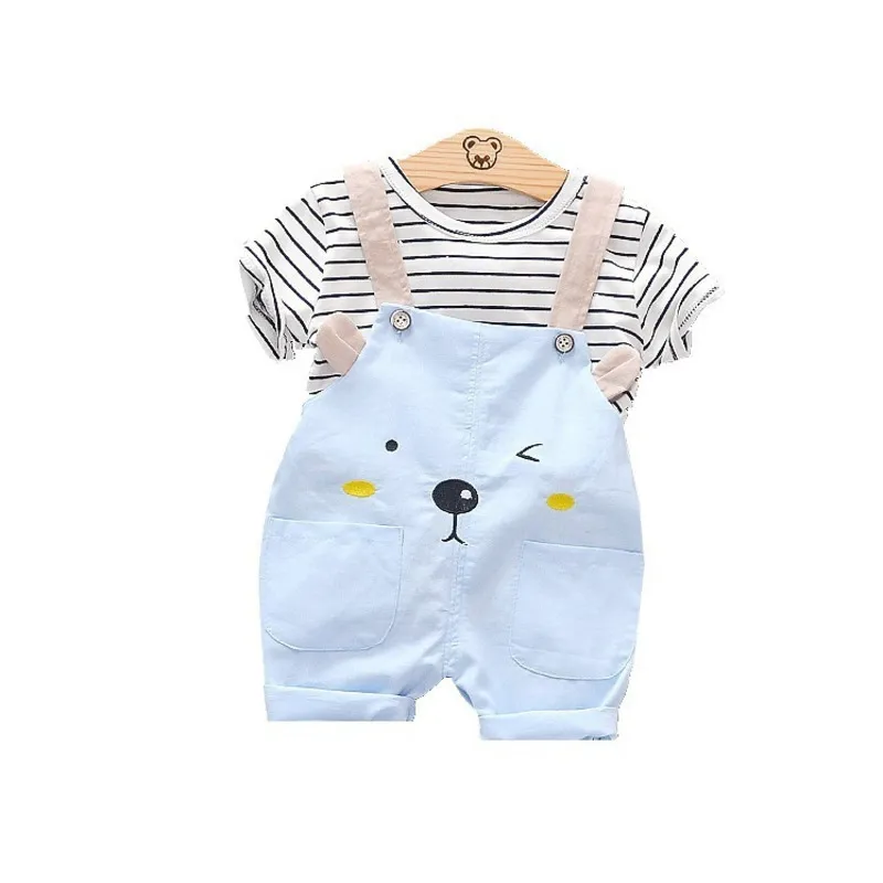 Moda estiva Neonate Completi di abbigliamento Abiti per neonati Abiti T-shirt a righe Pantaloncini per bambini Abbigliamento sportivo per bambini Abbigliamento casual 210315