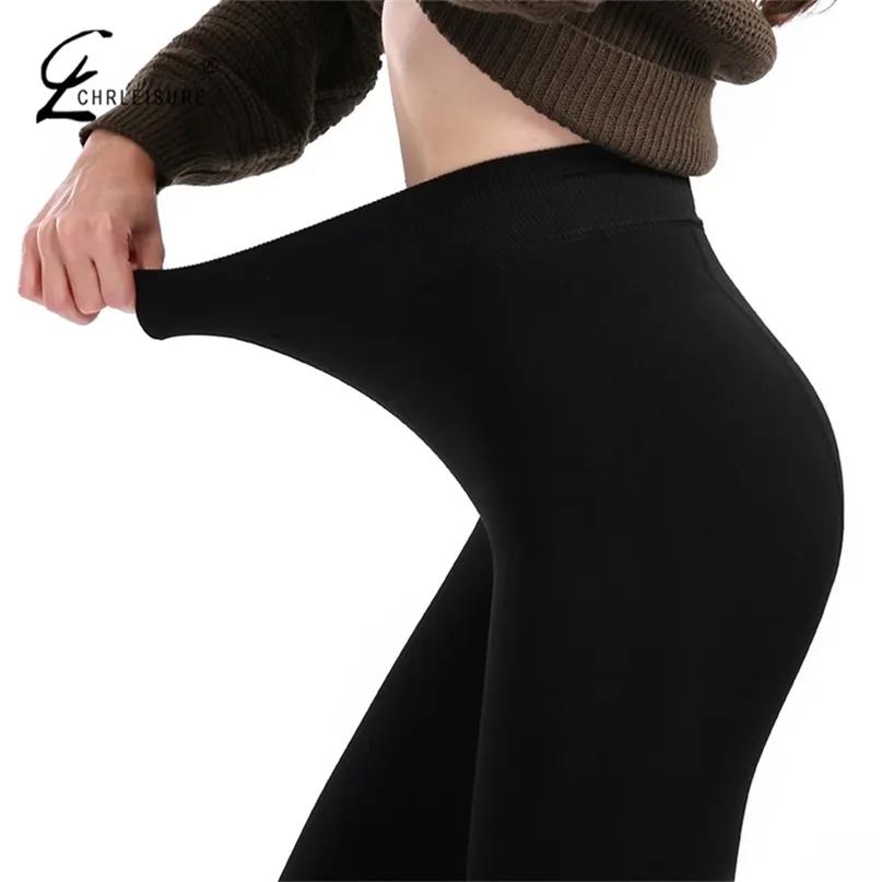 Chleisure XS-2XL Ciepłe Legginsy Kobiety Wysoka Talia Zima Aksamitna Legging Kobieta Solidna Duży Rozmiar Jesień 8 Kolory 211204