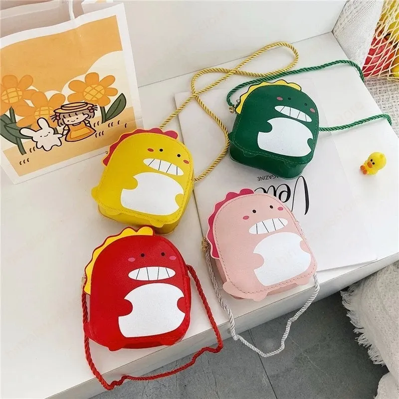 PU lederen kinderen schouder messenger bags cartoon kleine dinosaurus prinses munt portemonnee schattige kinderen meisjes kleine portemonnee handtassen