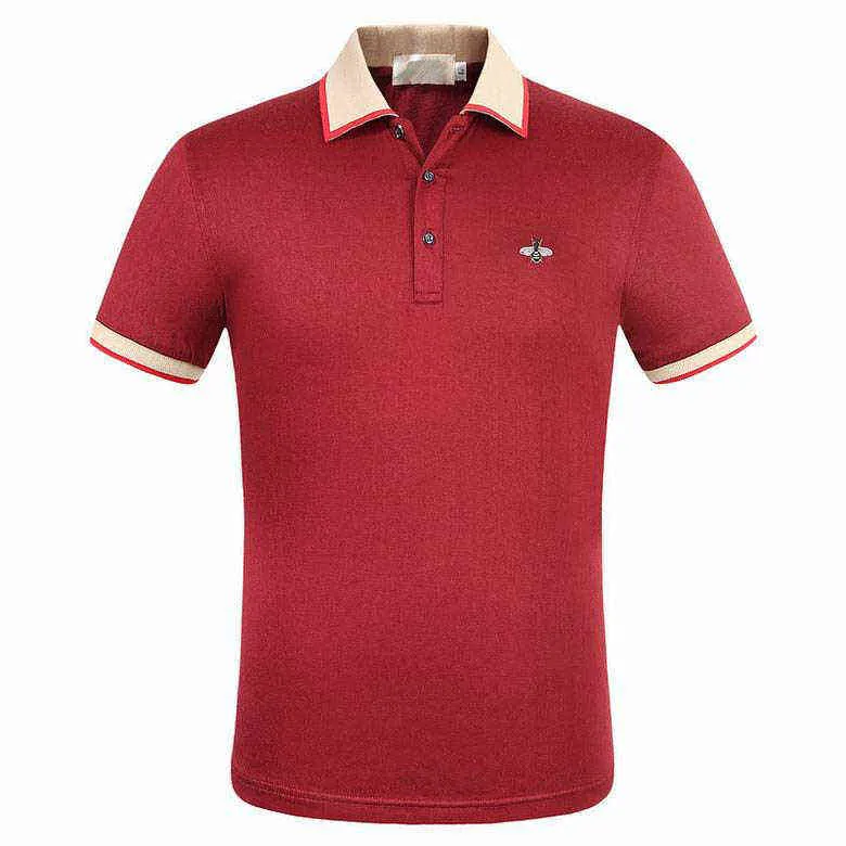 Men's T-Shirts honeybee striped embroidery shirt cotton mens designer tshirt white black red polo shirt male size m3xl