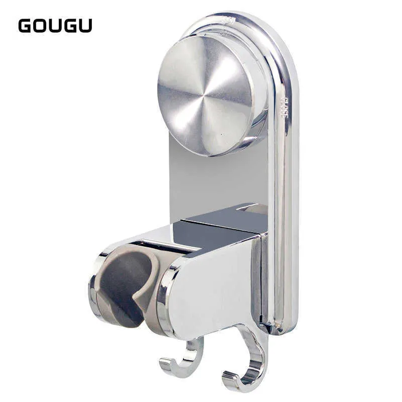 1 Set GOUGU Universal Adjustable Shower Head Stand ABS Shower Holder Strong Suction Cup with Two Hooks Bathroom Accessories SH190919