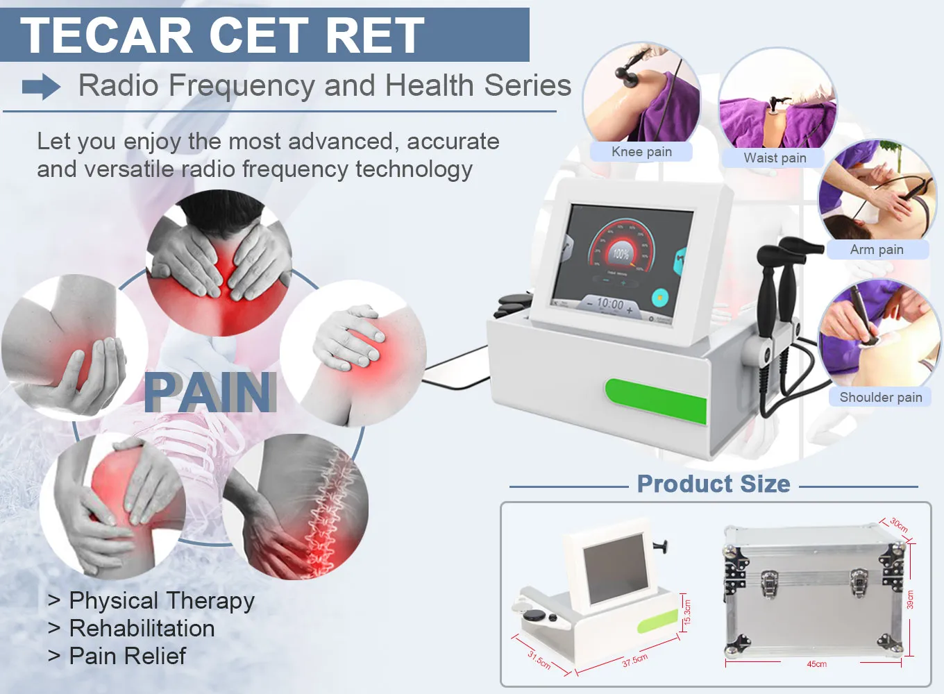 Professionale portatile 2 in 1 Deep Heating Cet Ret macchina monopolare RF per dispositivo dimagrante Tecar per il rafforzamento della pelle