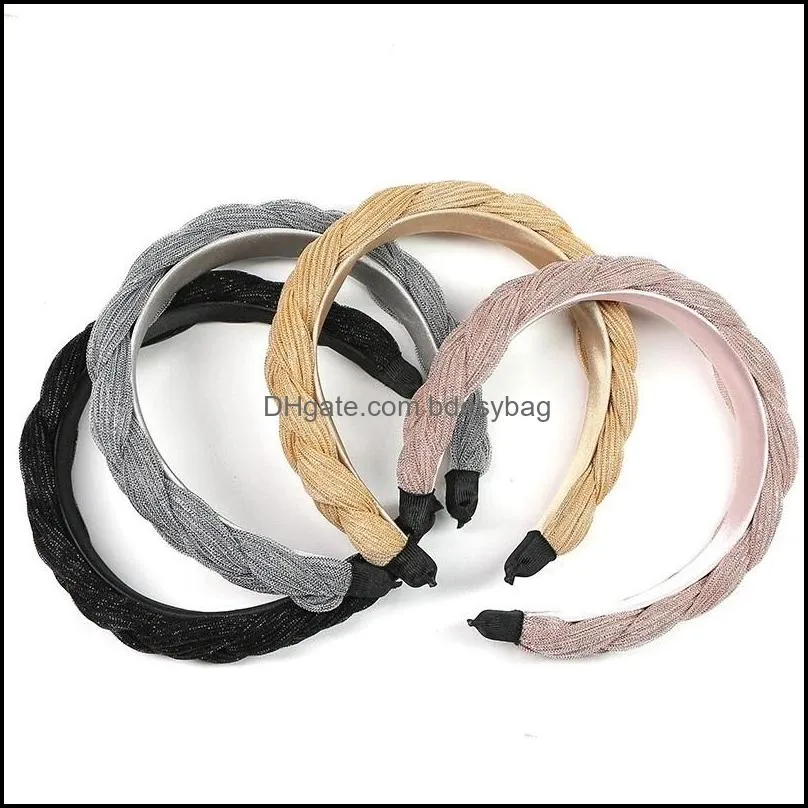 Women Headband Weave Twist Glitter Cross Elastic Hair Bands Soft Solid Color Girls Hairband Hair Accessories Knotted Headwrap