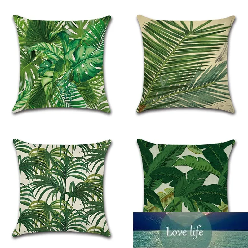Federa per cuscino stampata con piante tropicali africane, cotone, lino, foglie verdi, federa per sedia/auto/divano, federe per cuscini, decorazioni per la casa