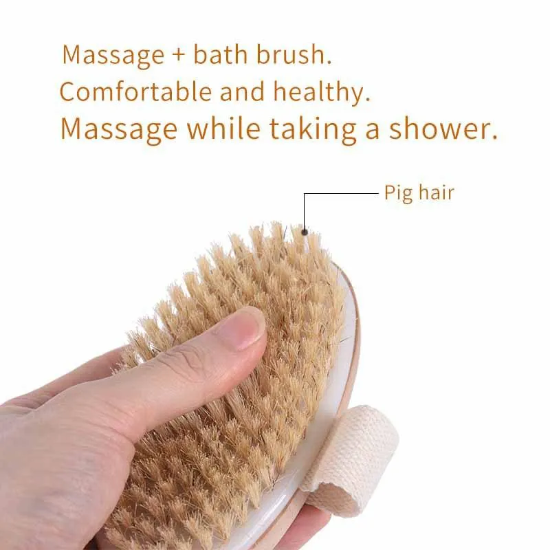 Dry Brushing Body Brush Natural Bristle Soft SPA Brush Bath Massager Home Exfoliating Scrub Massage Shower Brushes HY0358
