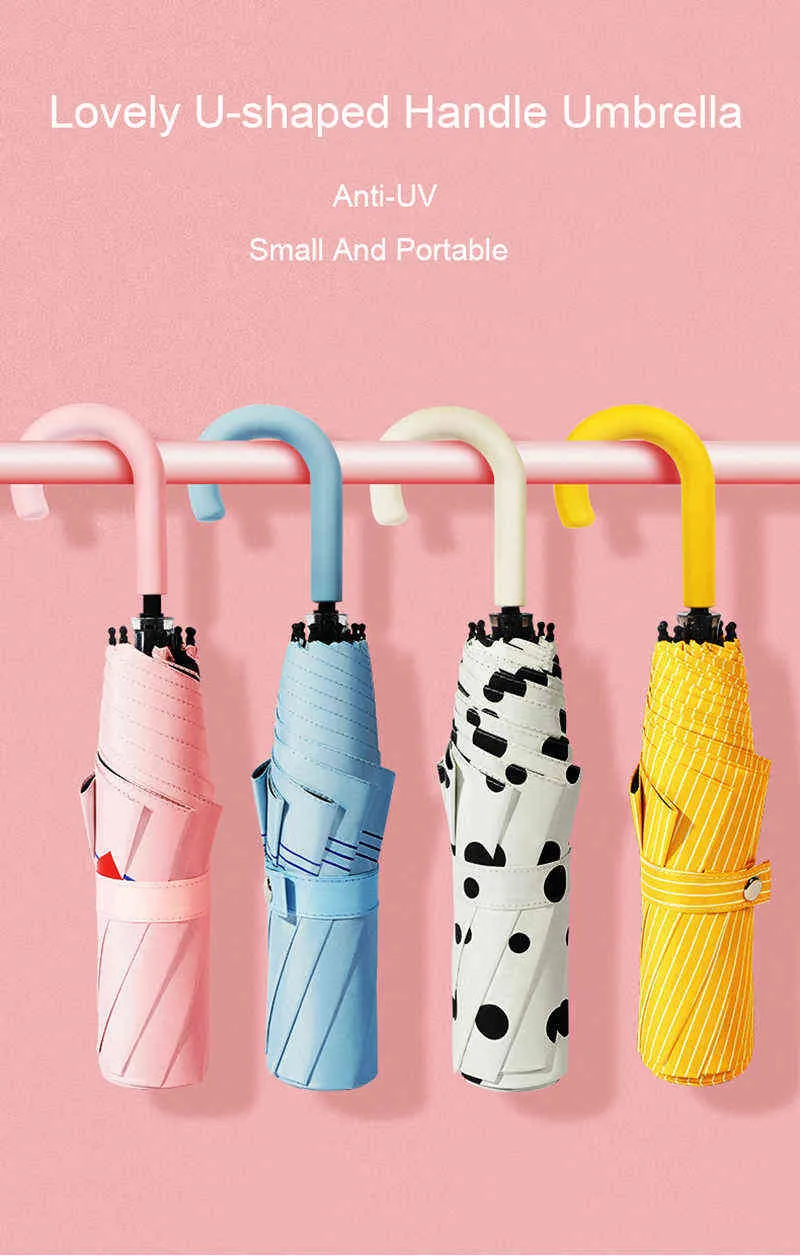 Parapluie De Poche Ultra-léger Et Compact - 6 Côtes, Anti-UV, Coupe-vent, Pliable Pour Voyage - 3