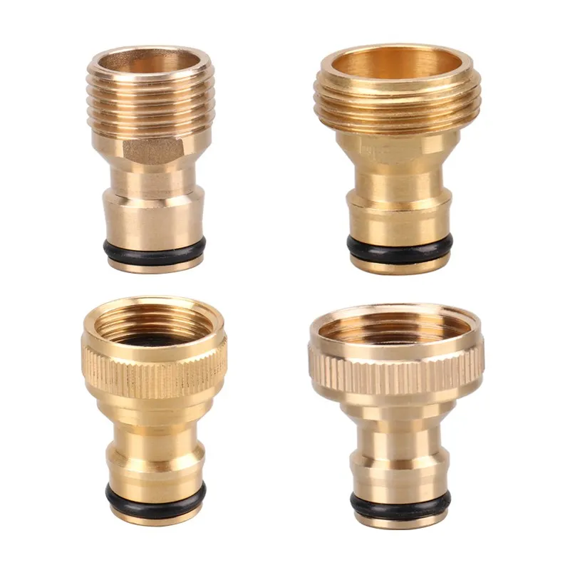 Set 4 Pezzi Raccordi Rapidi In Ottone Per Tubi Giardino - Adattatore Universale 1/2" E 3/4", Antigoccia E Resistente - Foto 9