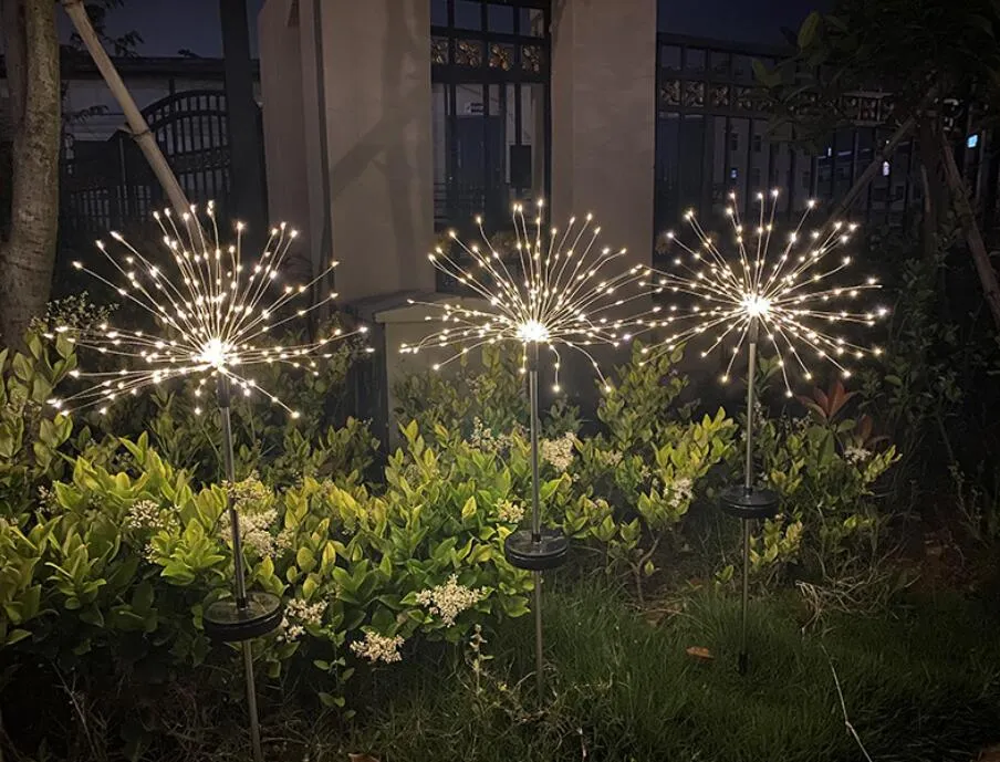Jardin extérieur Pelouse Solaire Solaire Lampe LED Décoration Étoile Feu d' artifice (Lumière Chaude)