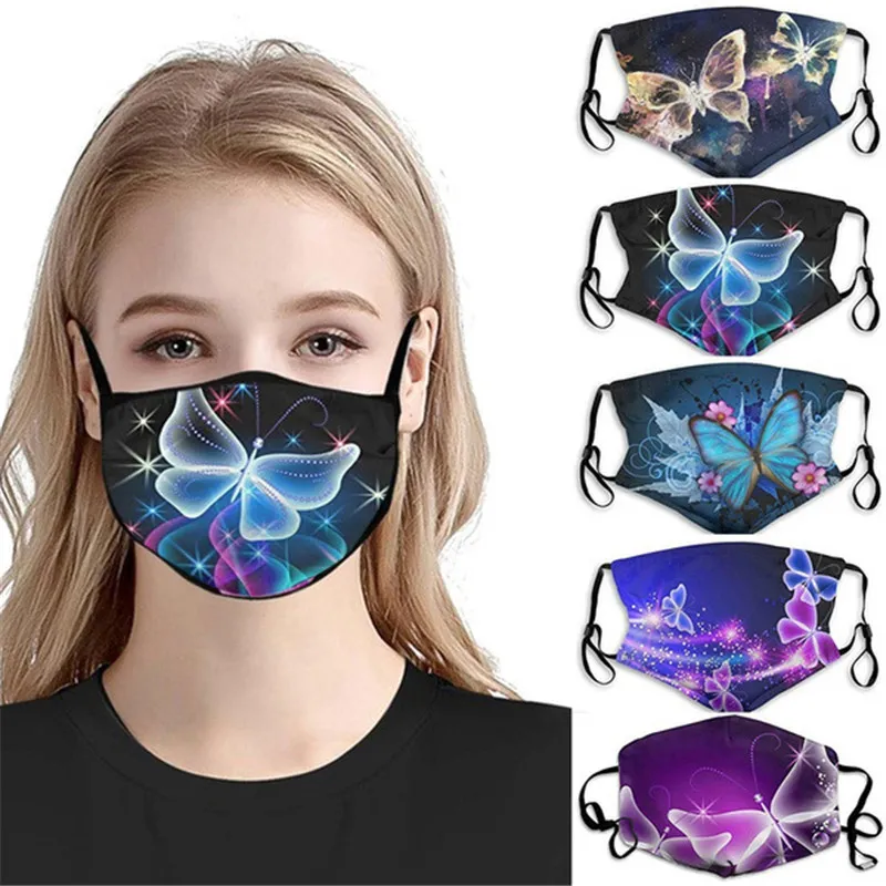 Colorful Facial Designer Masks Assorted Halloween Theme Butterfly Designs Adjustable Breathable Cloth Cotton Sort Fabric Washable Reusable Face Mask