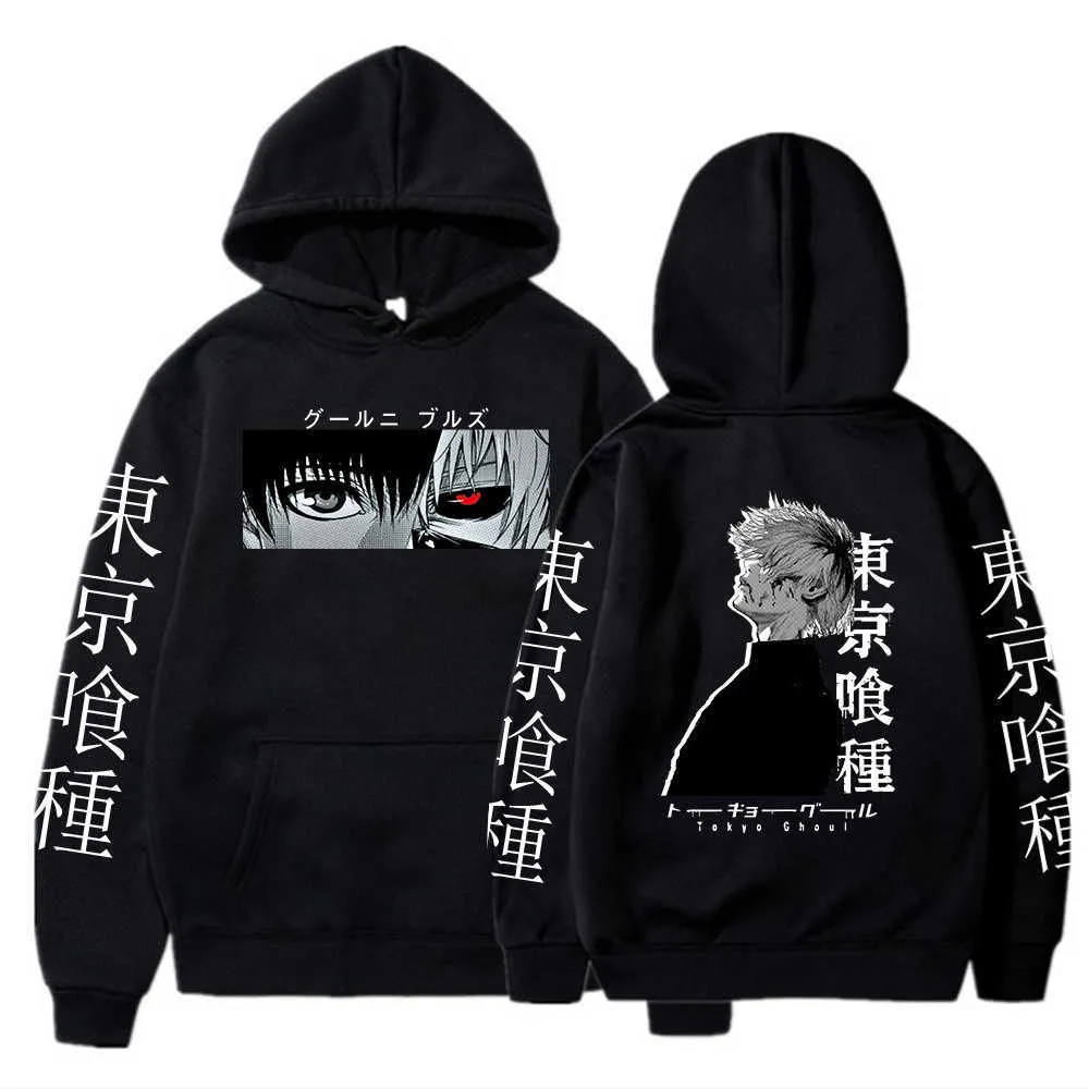 Tóquio Ghoul Anime Hoodie Tops Tops Manga Longa Ken Kaneki Gráfico Casual Moda Pano Pullover Y0927