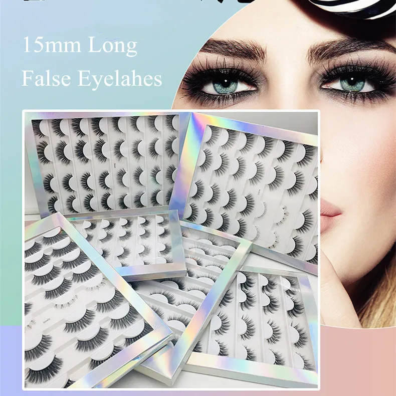 15mm Long Mink Hair False Eyelashes Fluffy Eye Lashes Extensions Mix Packing in 6 Editions by Epacket