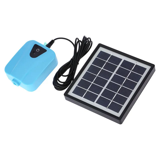 Solar Powered/DC Charging Oxygenator Water Oxygen Pump Pond Aerator with 1 Air Stone Aquarium Airpump 2L/min