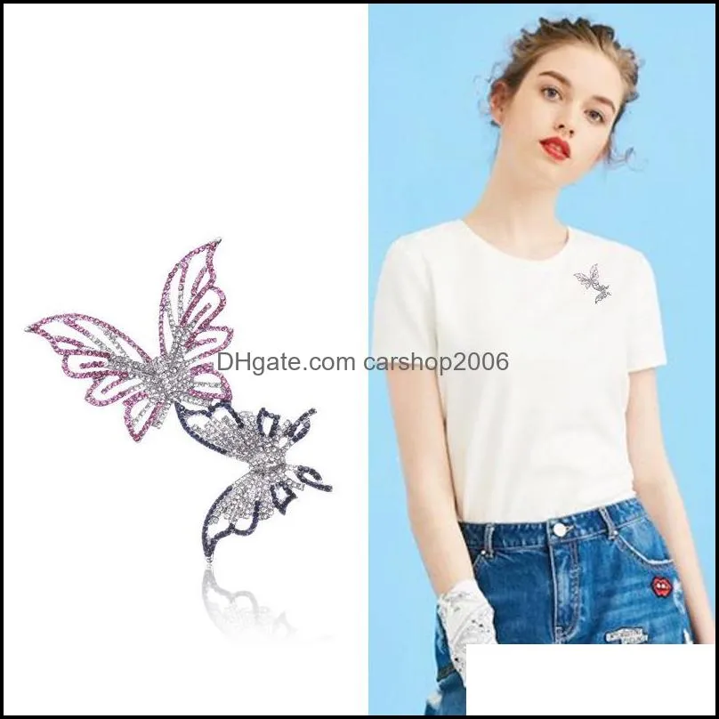 Pins, Brooches CINDY XIANG Creative Double Butterfly For Women Fashion Insect Rhinestone Pins Brooch 4 Colors Accessories High Quality