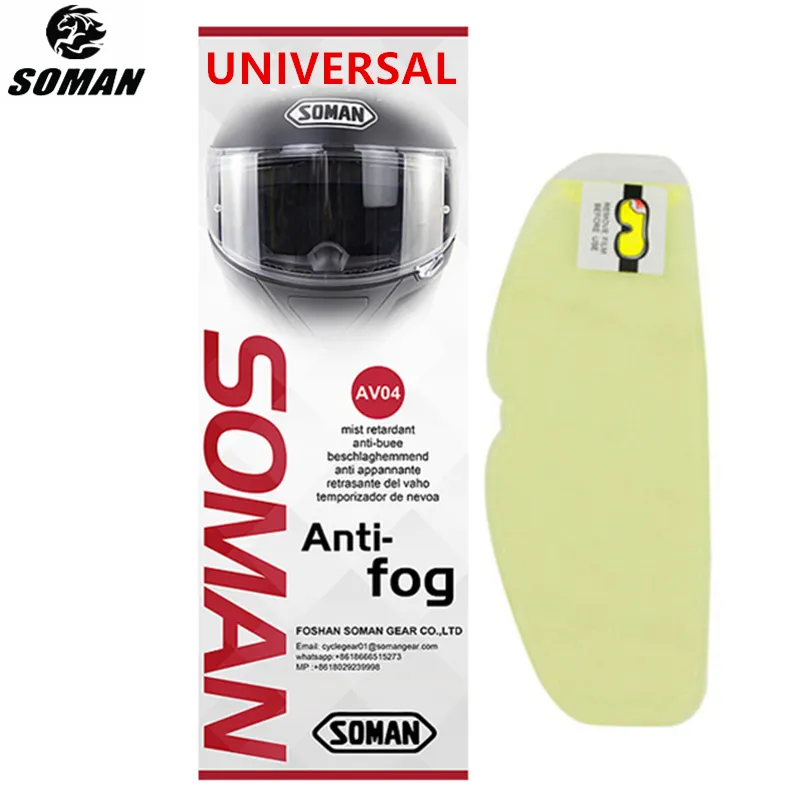 SOMAN Universal Motorcykel Visor Film Anti Dimma för AGV Shoei HJC Arai Mt Clear X14 K5 K3SV K1 Moto Hjälmlinsfilmer