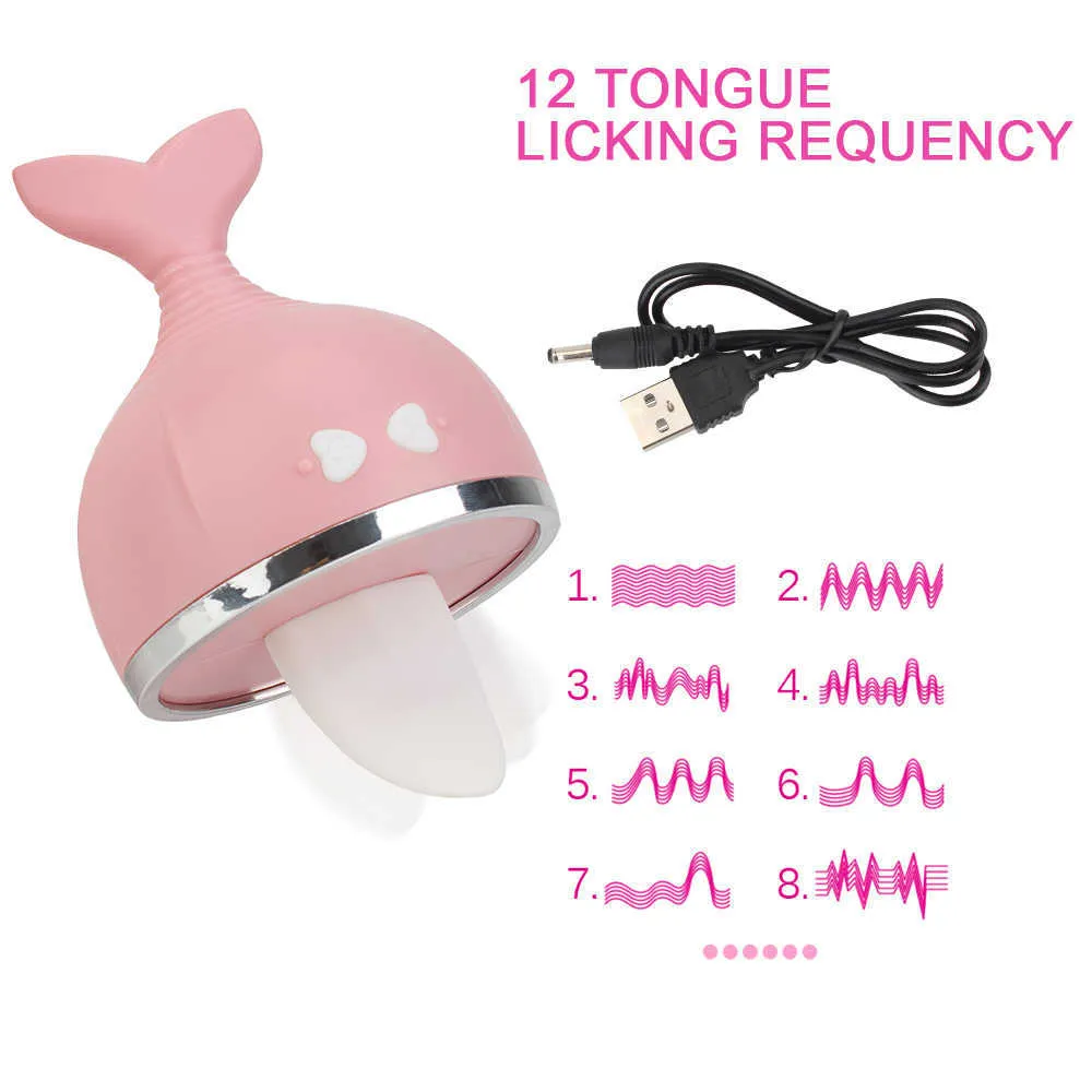 Massageföremål Sex Shop Nipple Vagina Vibrators Erotic Tongue Oral Licking Clitoris Stimulator Adult Product 12 Speed ​​Toys For Wome299K