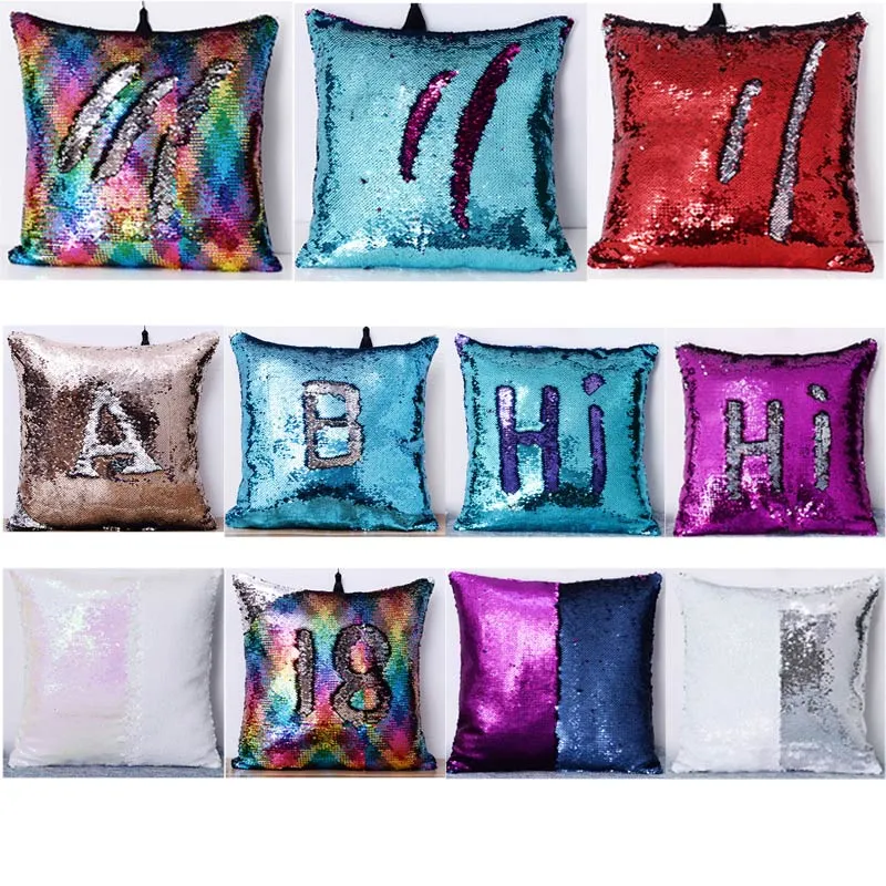 Various Styles Pillow Case Sublimation Blank Magic Sequin Pillows Cover High Quality Fashion Pillowcase Decoration Heat Transfer Printing DIY Gift