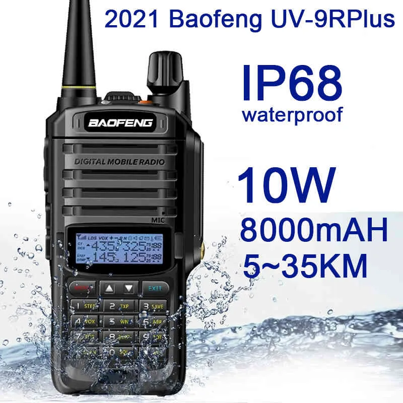 2021Nieuwe Baofeng UV-9RPlus 10W IP68 Talkie Walkie Waterdichte Double Bande Portable Cb Jacht Ham Radio UV9RPlus U / Vhf Émetteur-Récepteur