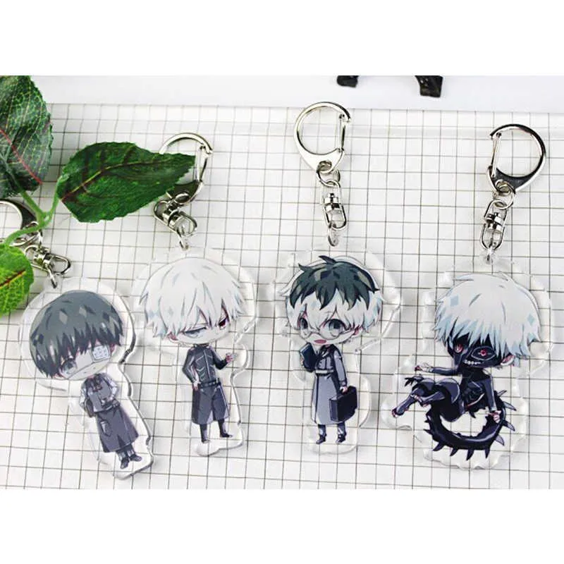 Tokyo Ghoul Kaneki Ken Portachiavi Anime Stampato Double Sided Acrilico Ciondolo Portachiavi Auto Portachiavi Classic Anime Ragazzi Decorazione G1019