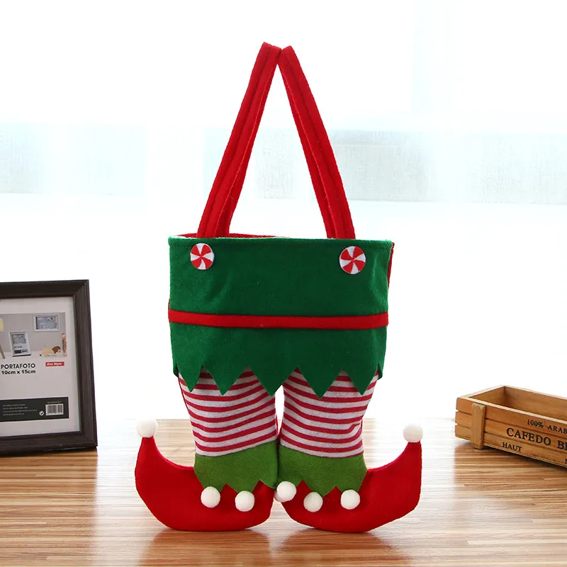 Christmas Candy Bag Elf Elk Pants Treat Pocket Home Party Gifts Decor Xmas Gift Holders Festival Accessories WY1415