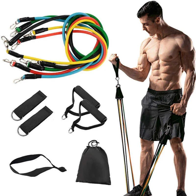 Elastici a resistenza 11 pz/set Tubo Yoga Fitness Attrezzature da palestra Esercizio Pull Rope Home Elastico per la schiena Allenamento per la forza muscolare H1025