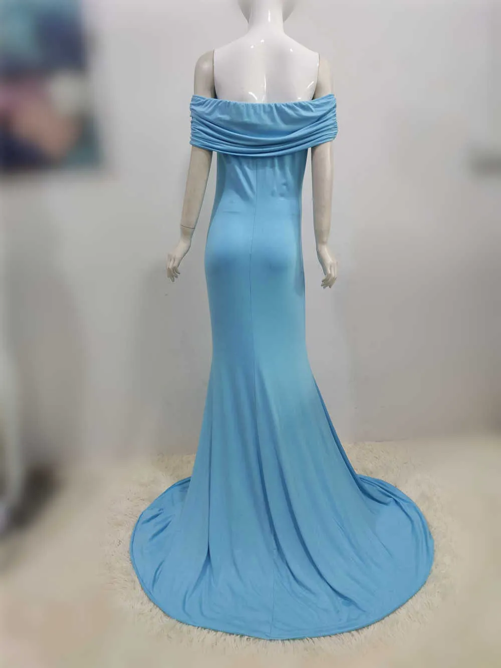 Shoulderless Maternity Dresses Photography Props Long Pregnancy Dress For Baby Shower Photo Shoots Pregnant Women Maxi Gown 2020 (9)