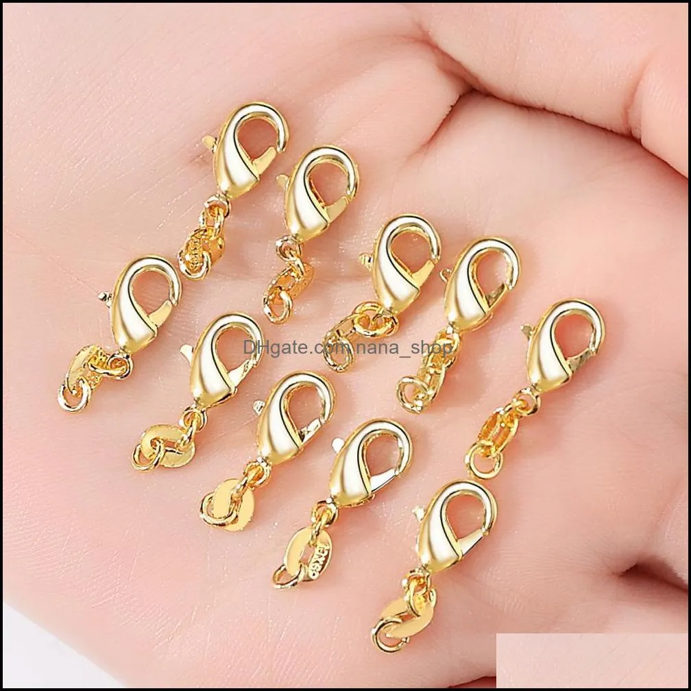 10PCS Jewelry accessories diy manual plating and nickel white K ancient bronze 302 12 mm lobster clasp necklace bracelet buckle silver