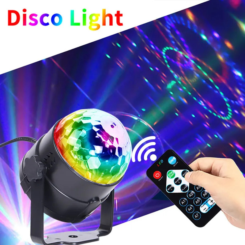 Звук активирован вращающийся диско мяч DJ Party Effects Lights 3W 3 светодиодов RGB светодиодный этап света для рождественских свадебных звуков части CARTYLAGED D3.4