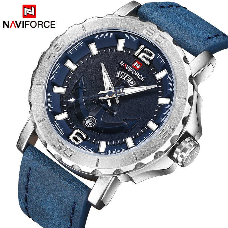 2019 neue Top Luxus Marke Naviforce Lederband Sport Uhren Männer Quarzuhr Sport Military Armbanduhr Relogio masculino X0625