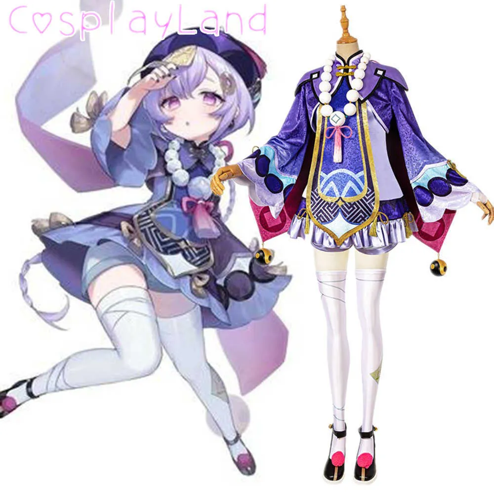 Genshin Impact qiqi cosplay costume carnival halloween lolita klänning kvinnliga prestationsdräkt props genshin påverkar kostymer y0903