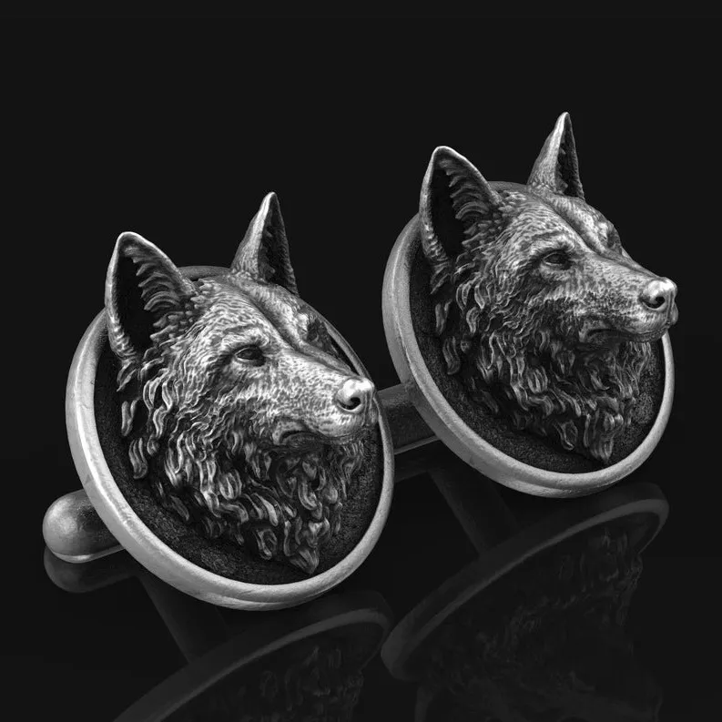 Cuff Links for wedding handmade custom Wolf head French shirt retro men's cuffs classic cufflink man groom cufflinks groomsman shirts button