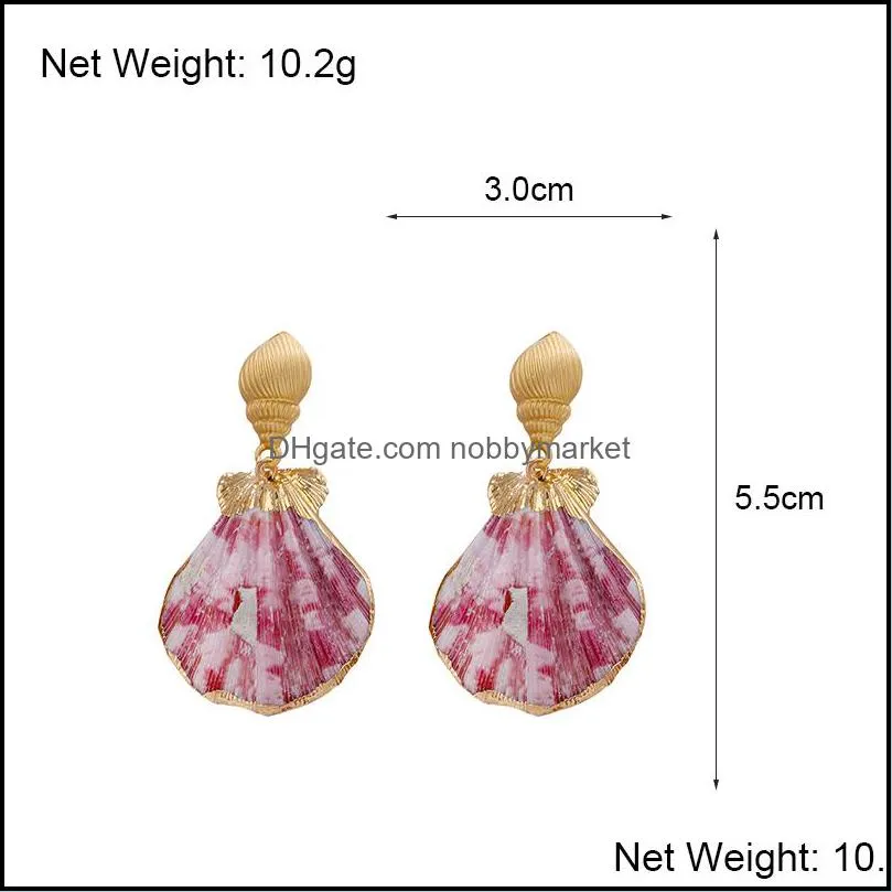 Natural Pink Shell Drop Earring Earring Colored Seashell Pendant Dangle Earrings For Women Fashion Accessories