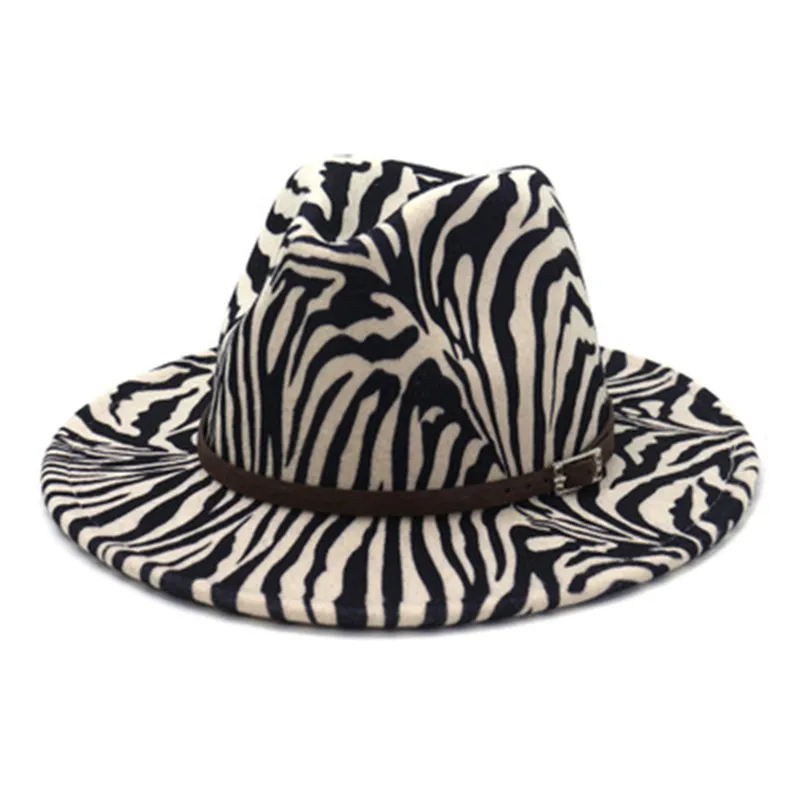 VINTAGE zebra wool Wide-Brimmed Hat Hi main image 2