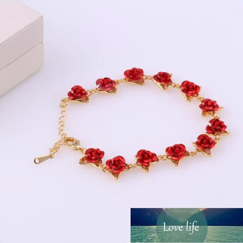 Rosa guldfärg damer armband mode blomma enkelt koreanska armband för kvinnor armband kedja bröllop smycken flicka fest gåvor