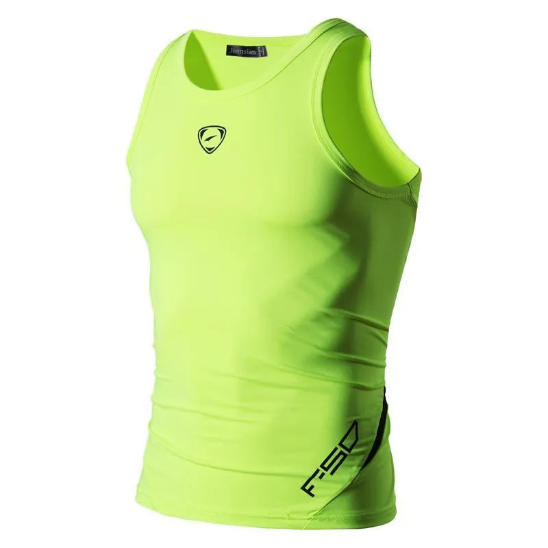 jeansian Sport Canotte Canotte Canotte Camicie senza maniche Corsa Grym Allenamento Fitness Compressione sottile LSL3306 GreenYellow2