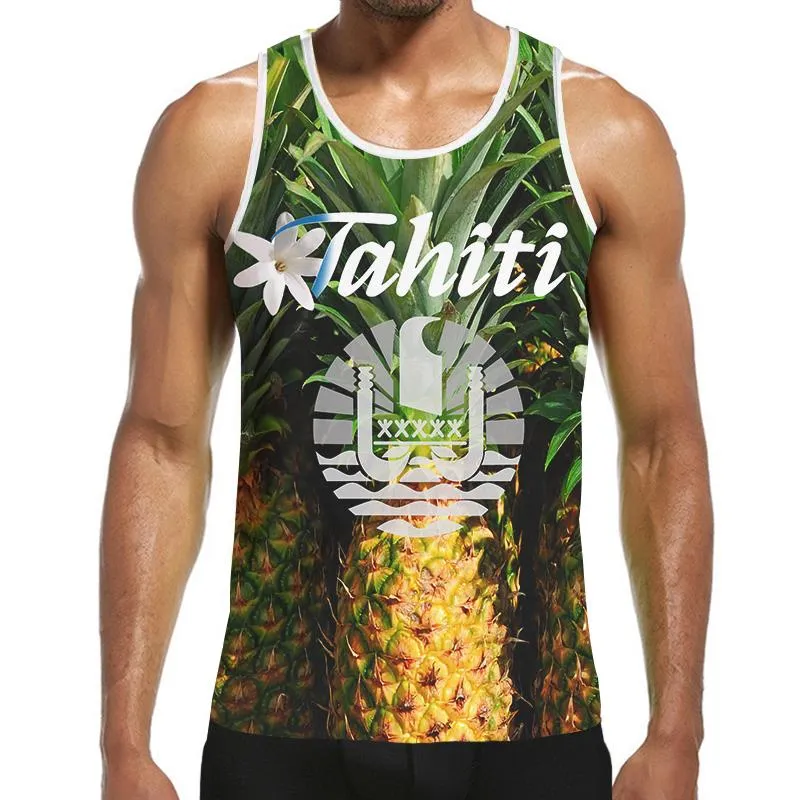 Camisetas sin mangas para hombre 3D Polinesia Tahiti hawaiana pina estampado Top Hipster Casual abstracto divertido chaleco sin mangas hombres y