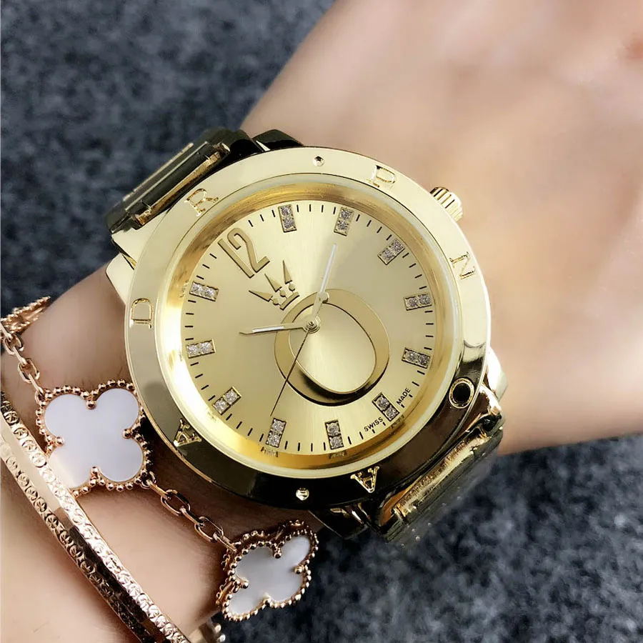 Marque de mode montre femmes dame filles cristal style acier métal bande Quartz montres-bracelets P46