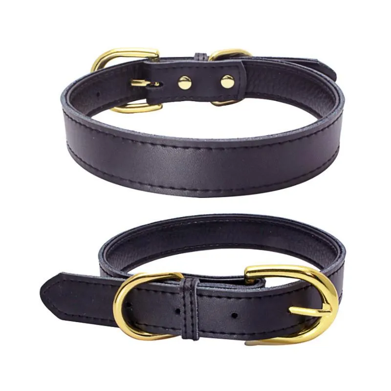 2021 or boucle ardillon chien collier réglable mode cuir chien colliers cou chiens fournitures chien accessoires en gros