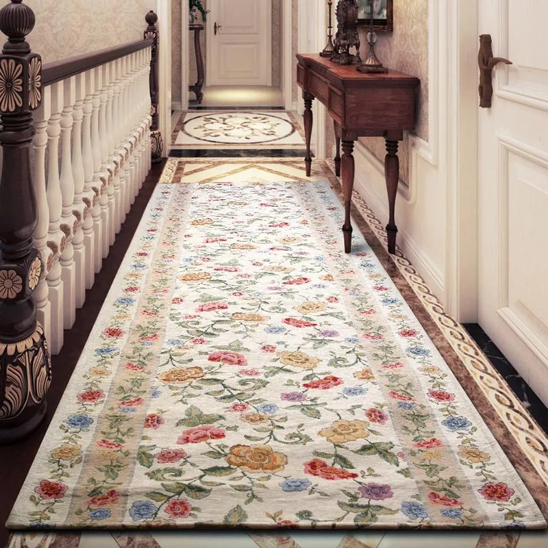 Carpets Flower Long Hallway Carpet Home Bedside Balcony Floor Mat Pastoral Corridor Area Rug Europe Runners Aisle El