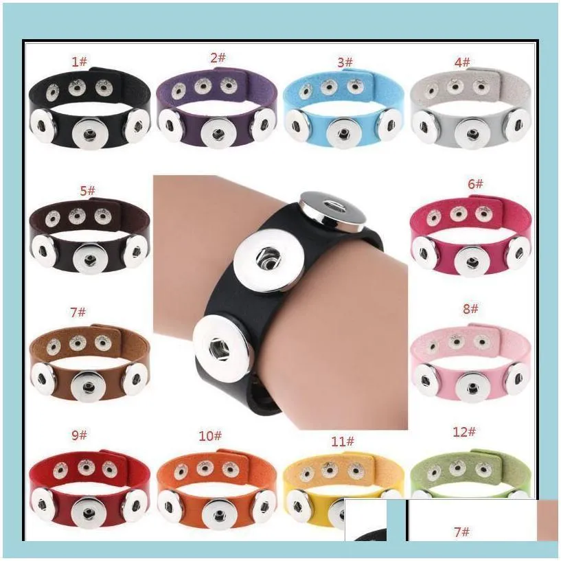 Jewelry Chunk Punk Leather Bangle Drill Fit For Button Charm Interchangeable Bracelets Noosa Snaps Bangles Drop Delivery 2021 Yscts