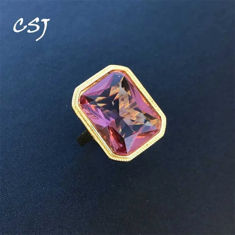 CSJ Zultanite Ringen grote steen 15 * 20mm gemaakt edelsteen kleurverandering voor vrouwen verlovingsfeest verjaardagscadeau 211217