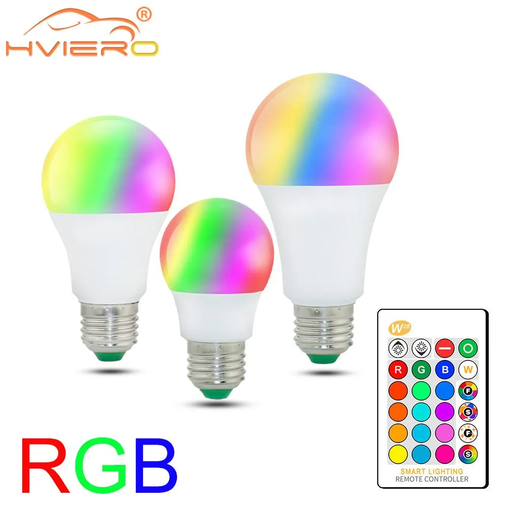 Lampadine a LED E27 Smart Control RGB Light DimMable 5W 10W 15W RGBW Lampada Variante Variante Bulb Cambiamento caldo Bianco Decor Home