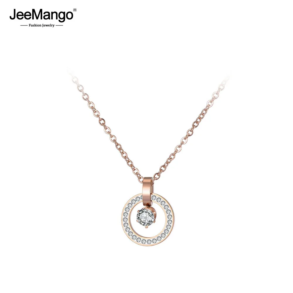 Jeremango Bohemia CZ Crystal Naszyjnik Wisiorek Rose Gold Ze Stali Nierdzewnej Rhinestone Clay Neckalce Biżuteria dla kobiet Prezenty JN19032