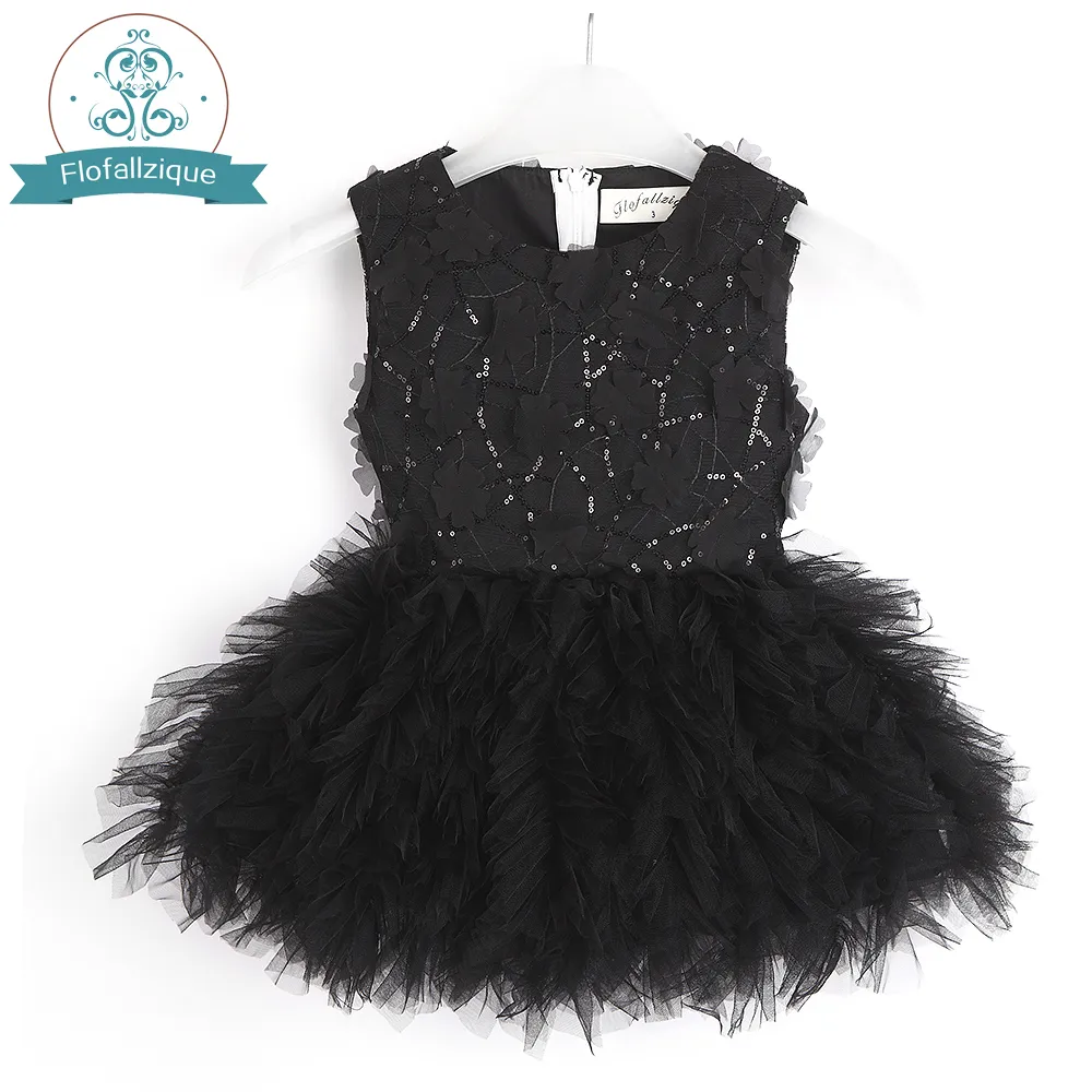 Bébé fille Tutu robe Costume pour enfants sans manches baptême Tulle paillettes fête de mariage princesse enfant en bas âge vêtements 210303